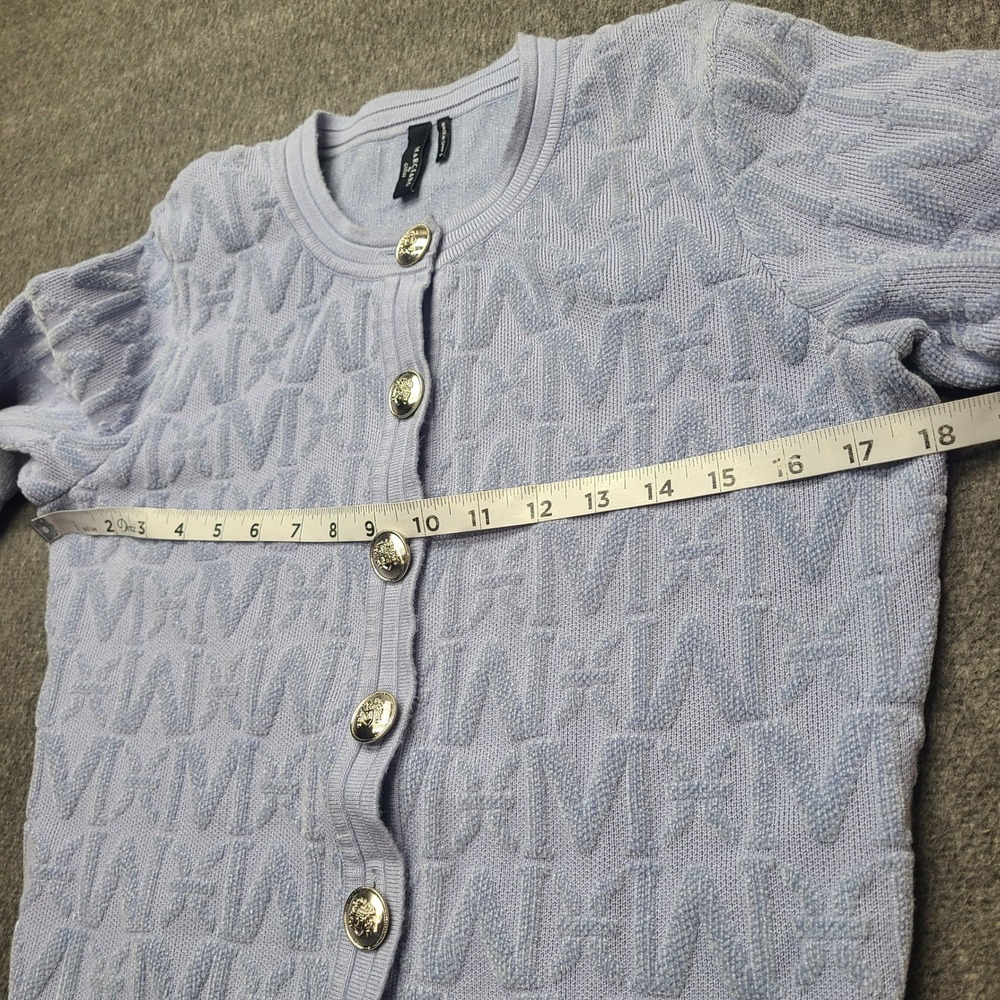 Marciano Guess Sweater Skirt Set Womens M/L Blue Excellent Monogram Gold Button - Picture 7 of 11